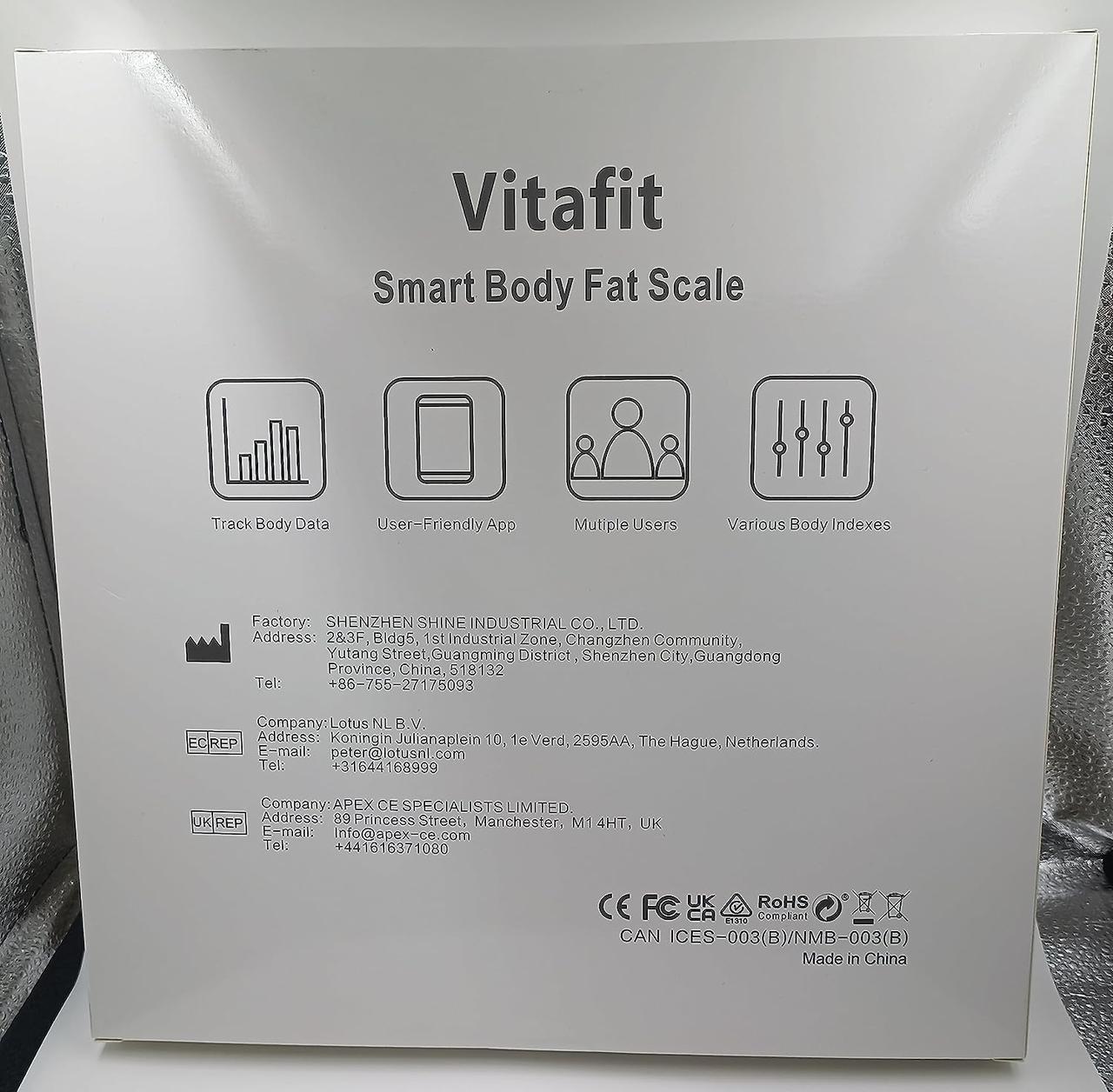 Интеллектуальные весы Vitafit для измерения веса тела и процента жира — изображение 9