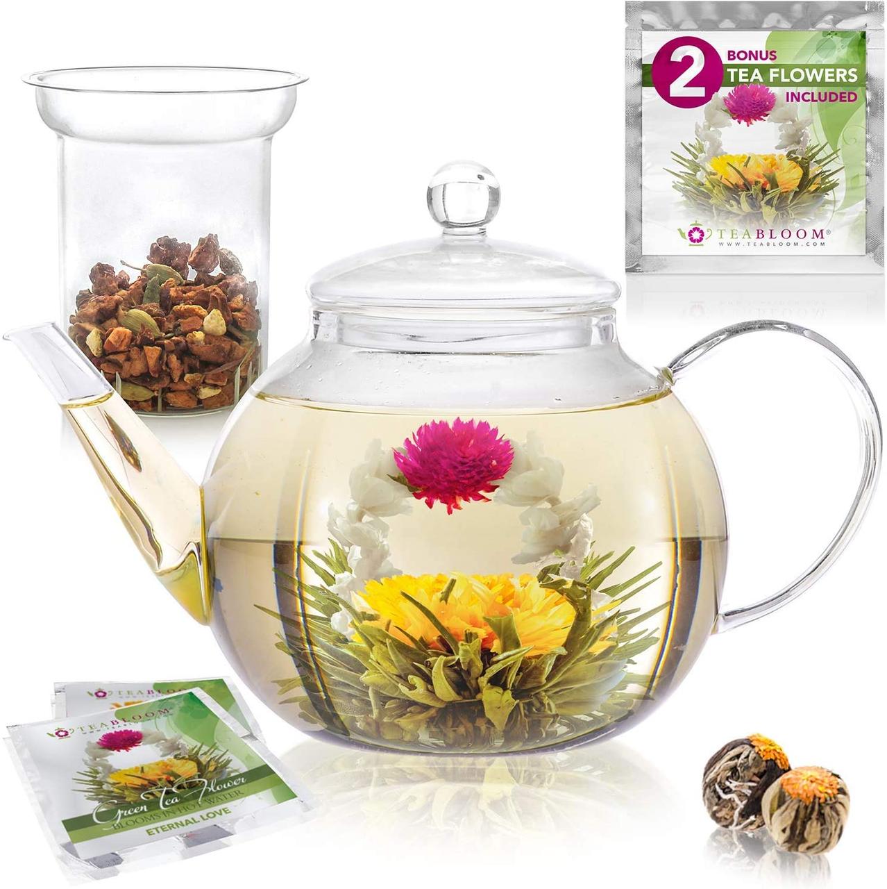 Чайник Teabloom Stovetop и безопасный для микроволновой печи стеклянный чайник (40 унций / 1,2 л) со съемным — изображение 1