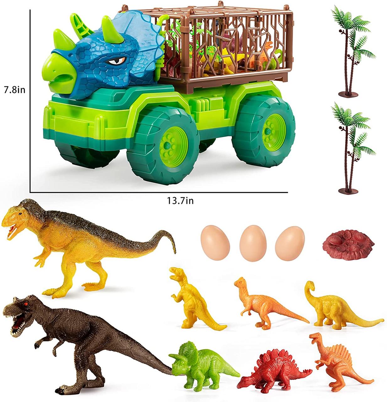 Машина для детей 3-5 лет, Triceratops Transport Car Carrier Truck с 8 фигурками динозавров — изображение 2