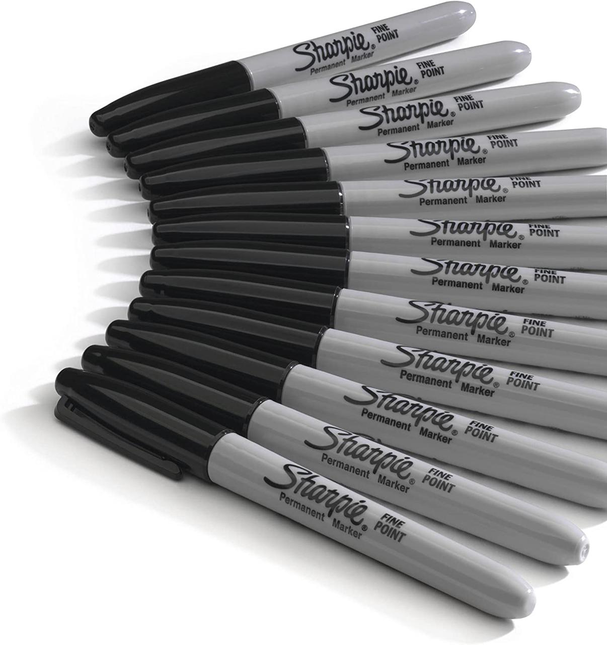 Перманентные маркеры Sharpie,Мелкий наконечник, черные, 12 шт — изображение 4