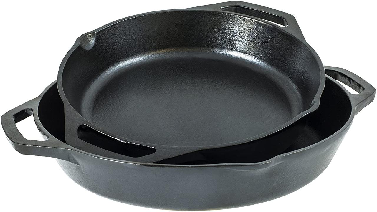Сковорода Lodge Cast Iron с двойной ручкой, 12 дюймов, черная — изображение 3