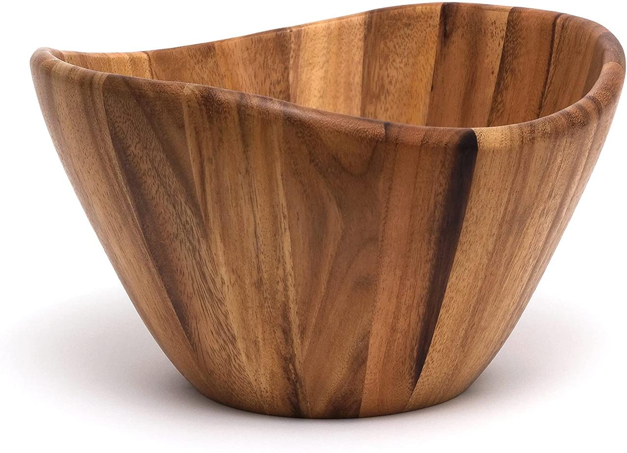 Сервировочная миска Lipper International Acacia Wave для фруктов или салатов, большая, 30 x 18 см — изображение 1