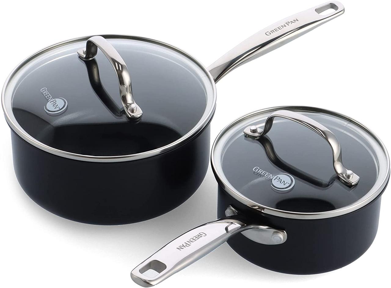 Кастрюля Green Pan - анодированная, здоровая, керамическая, антипригарная набор кастрюль с крышками 1 B 1.9 Л — изображение 1
