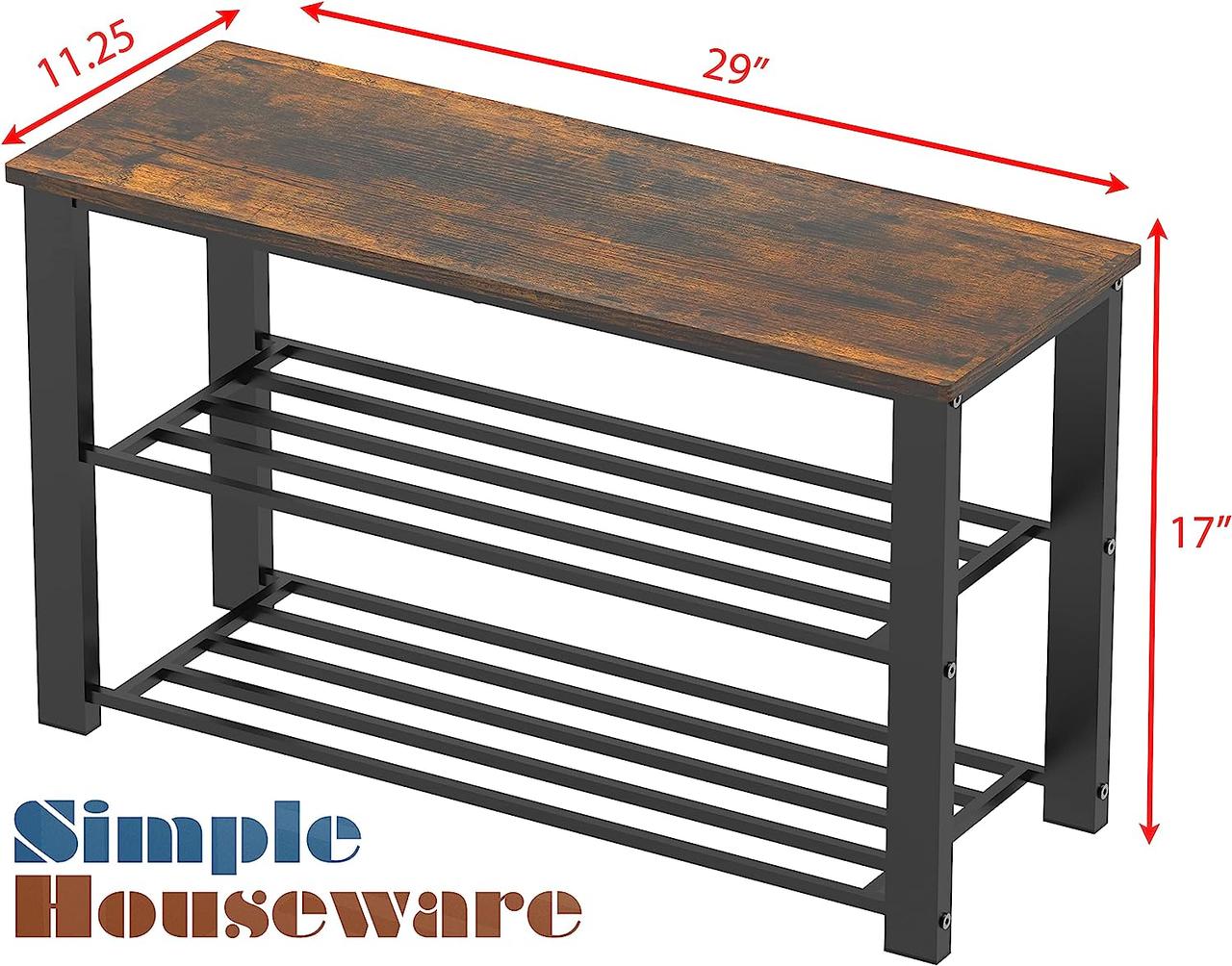 Полка для обуви Simple Houseware на 6 пар обуви со скамьей для сидения — изображение 3