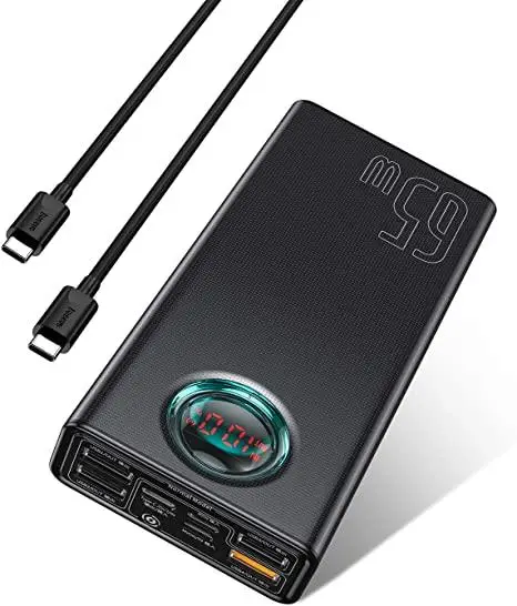 Повербанк с быстрой зарядкой 65W для ноутбука MacBook, iPad, Dell