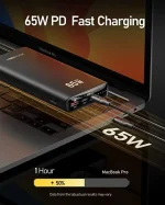 Power Bank для ноутбука, портативное зарядное устройство на 20000 мАч, 65 Вт, PD 3.0 и QC 3.0, быстрая зарядка — изображение 5