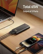 Power Bank для ноутбука, портативное зарядное устройство на 20000 мАч, 65 Вт, PD 3.0 и QC 3.0, быстрая зарядка — изображение 4