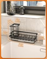 Подставка для кухонной мойки с высоким держателем для щеток на столешнице у раковины для мыла и губки — изображение 7