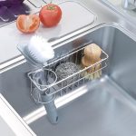Держатель губки 3-в-1 для кухонной мойки, 2 варианта подвески (присоски и клейкий крючок) — изображение 5