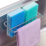 Держатель губки Caddy для раковины, вешалка для кухонной мойки, 2 варианта подвески (присоски и клейкий крючок