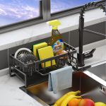 Подставка для кухонной мойки и раковины из нержавеющей стали со съемной стойкой для мытья посуды