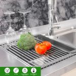 Сушилка для посуды над раковиной складная и регулируемая  для кухонной мойки с держателем для посуды — изображение 3