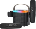 Караоке-колонка для детей и взрослых, портативная Bluetooth-колонка, колонка с 2 беспроводными микрофонами