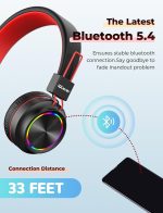 Детские Bluetooth-наушники iClever BTH03, цветная светодиодная подсветка — изображение 3