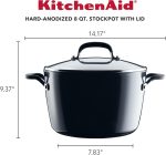 Кастрюля 8л KitchenAid с жестким анодированным антипригарным покрытием и крышкой — изображение 2