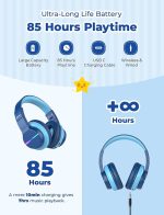Беспроводные детские наушники Bluetooth, наушники iClever с цветной светодиодной подсветкой — изображение 2