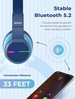 Беспроводные детские наушники Bluetooth, наушники iClever с цветной светодиодной подсветкой — изображение 3