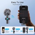 Петличный микрофон Leettus 2 шт., беспроводной микрофон для записи видео iPhone iPad, мини-микрофон — изображение 4