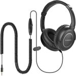 Проводные наушники Avantree HF039 с длинным спиральным шнуром для телевизора и ПК