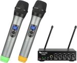 Двухканальный беспроводной ручной микрофон FIFINE UHF, беспроводная микрофонная система для караоке-K036