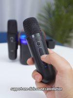 Караоке-колонка для детей и взрослых, портативная Bluetooth-колонка, колонка с 2 беспроводными микрофонами — изображение 6