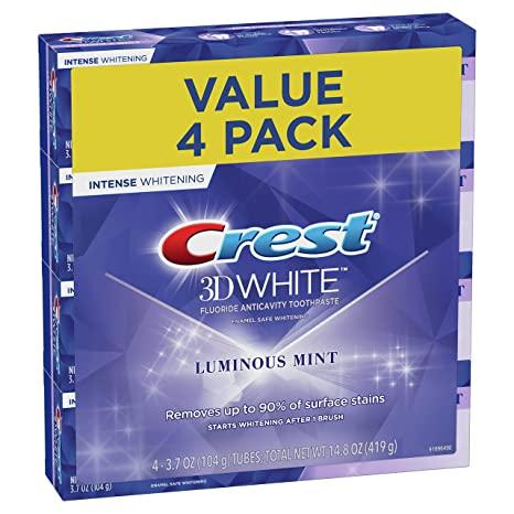 Зубная паста для отбеливания зубов Crest 3D White Luminous Mint, 104 гр, упаковка из 4 шт.