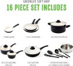 Набор из 16 кастрюль и сковородок, без PFAS GreenLife Soft Grip Healthy Ceramic Nonstick, н — изображение 3