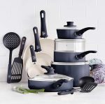 Набор из 16 кастрюль и сковородок, без PFAS GreenLife Soft Grip Healthy Ceramic Nonstick, н — изображение 4