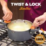 Кастрюля - горшок для пасты Gotham Steel с крышкой-сито и ручками с поворотом и замком — изображение 2