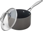 Кастрюля для соуса Stone & Beam с крышкой, 2 л, из твердого анодированного антипригарного алюминия