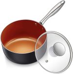 Сотейник кастрюля с антипригарным покрытием 1.9 л, Медный горшок для соуса с крышкой