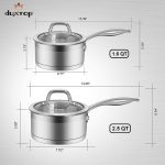 Профессиональная кастрюля для соуса из нержавеющей стали Duxtop с крышкой, индукционная кастрюля 2.3 Л. — изображение 5