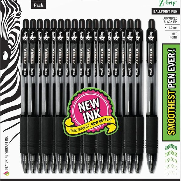 Ручка Zebra Pen Z-Grip, висувна кулькова ручка, середня, 1,0 мм, чорне чорнило, - 18 штук