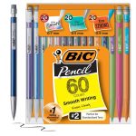 BIC карандаши 2 с ластиками, тонкое острие (0,5 мм), среднее острие (0,7 мм) и толстое острие (0,9 мм), 60 шт