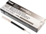 Запасные чернила Pentel для жидкой гелевой ручки EnerGel, (0,7 мм), наконечник иглы, черные чернила 12 шт