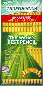 Карандаши Ticonderoga, в деревянном корпусе, предварительно заточенные, № 2 HB Soft, желтые, 72 шт