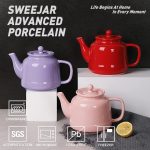 Фарфоровый чайник SWEEJAR с заварочным устройством и крышкой, чайная посуда на 30 унций с фильтром из нержавею — изображение 2
