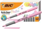 Набор пастельных хайлайтеров BIC Brite Liner Grip, наконечники долото, упаковка из 12 шт.