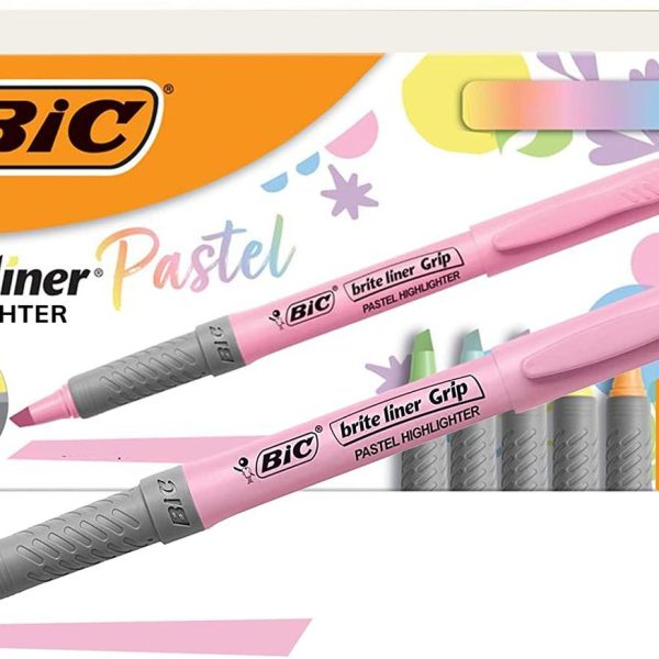 Набор пастельных хайлайтеров BIC Brite Liner Grip, наконечники долото, упаковка из 12 шт.