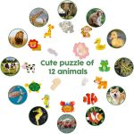 Деревянные пазлы для малышей 1-3 лет Пазлы в форме животных Игрушка Монтессори для малышей 12 шт — изображение 7