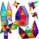 Магнитные строительные плитки прозрачные - 3D строительные кубики строительство - Набор 60шт - Детские игрушки — изображение 7