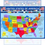Карта США с плакатом с государственными флагами — ламинированный 35х50 см  — образовательный плакат