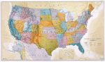 Международная гигантская классическая мегакарта США — плакат с картой США — лицевая ламинация 116х203 см