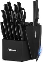 Набор ножей Astercook, набор кухонных ножей со встроенной точилкой из 15 предметов из немецкой стали