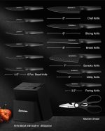 Набор ножей Astercook, набор кухонных ножей со встроенной точилкой из 15 предметов из немецкой стали — изображение 2