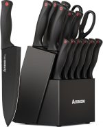 Набор ножей Astercook 15 предметов, Кухонные ножи со встроенной точилкой