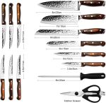 Набор кухонных ножей Vvwgkpk из 15 предметов с деревянным блоком, самозатачивающийся набор ножей шеф-повара — изображение 2