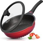 Сковорода глубокая Vinchef, Сковорода с крышкой, алюминиевая сковорода с индикатором нагрева