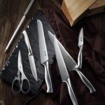 Набор кованых кухонных ножей с дубовым деревянным блоком SIXILANG 8 предметов — изображение 3