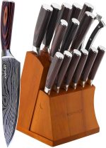 Набор кухонных ножей KNIFAST из 16 предметов с деревянным блоком, набор ножей для шеф-повара ультра острый